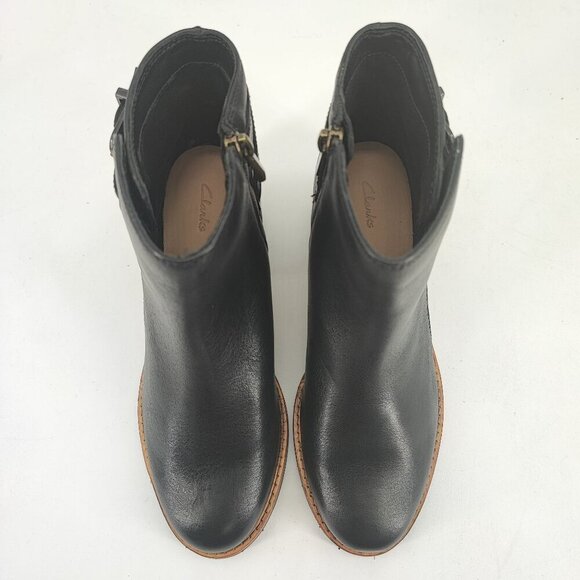 Clarks Women's Clarkdale Jax Black Leather Ankle Boots Size 5.5M - Picture 4 of 8